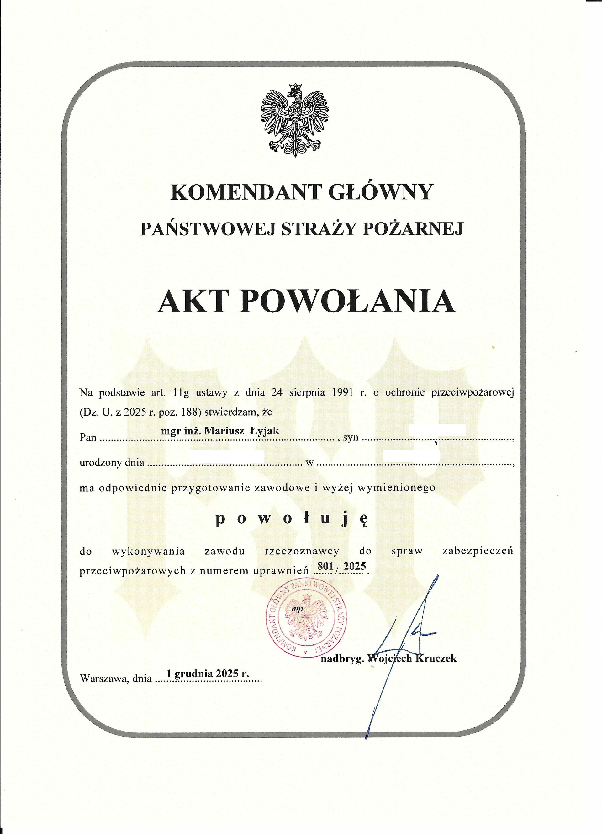 akt powołania